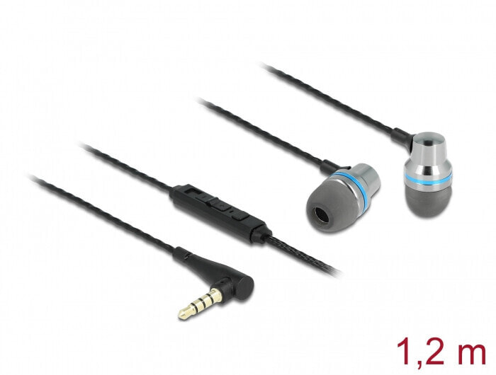 Delock In-Ear Kopfhörer mit 4 Pin 3.5 mm Klinkenstecker Mikrofon und Lautstärkeregler+