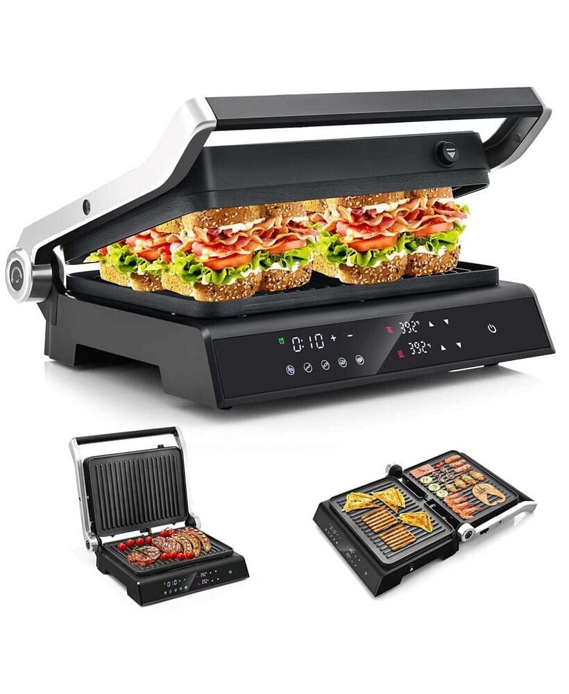 Costway electric Panini Press Grill Sandwich Maker with LED Display & Removable Drip Tray