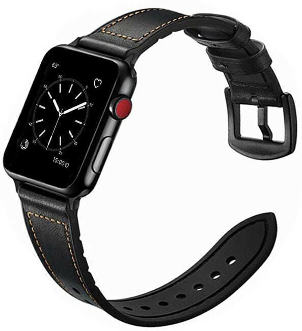 Ремешок или браслет для часов 4wrist Kožený řemínek pro Apple Watch - Black 42/44/45/49 mm