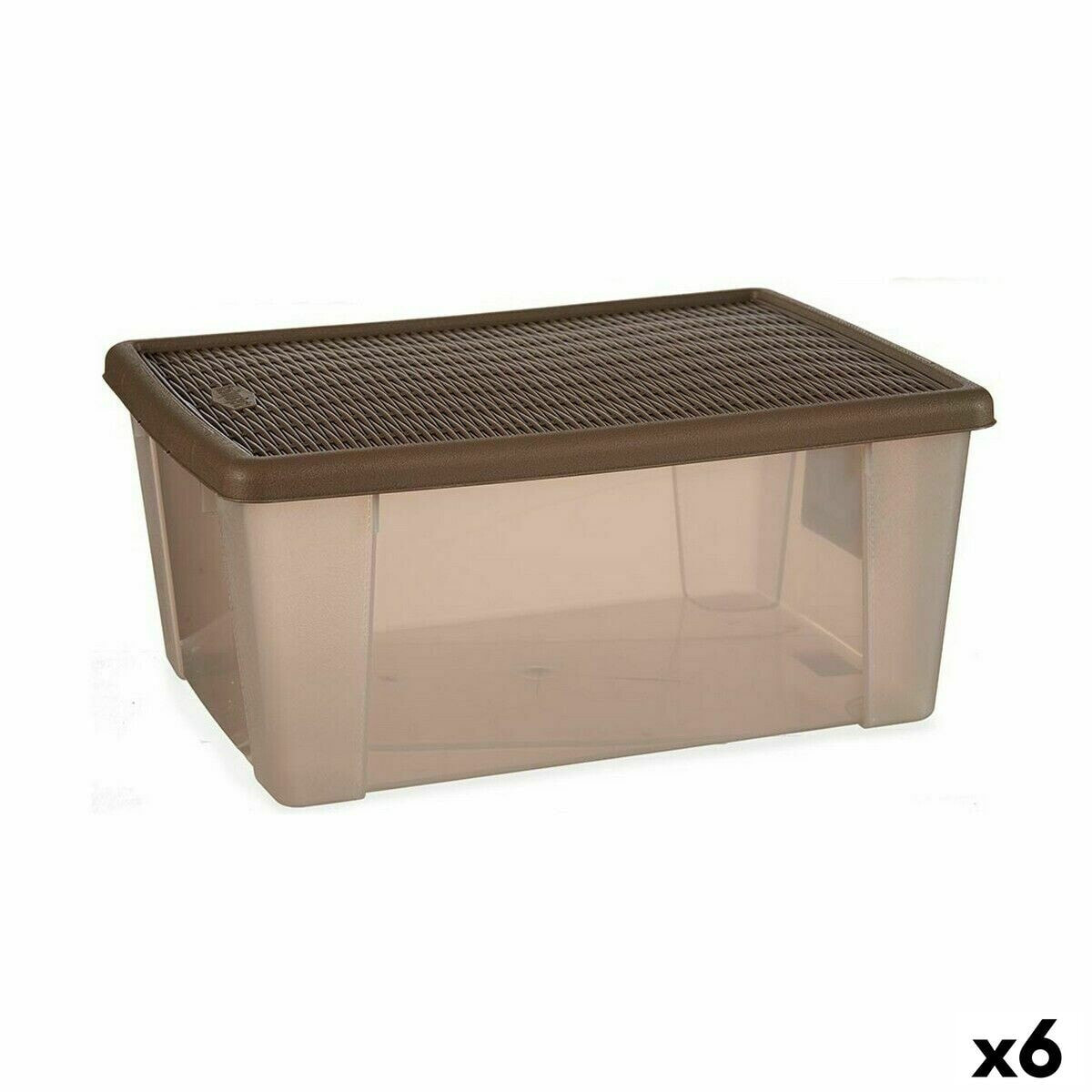 Storage Box with Lid Stefanplast Elegance Brown Plastic 29 x 17 x 39 cm (6 Units)