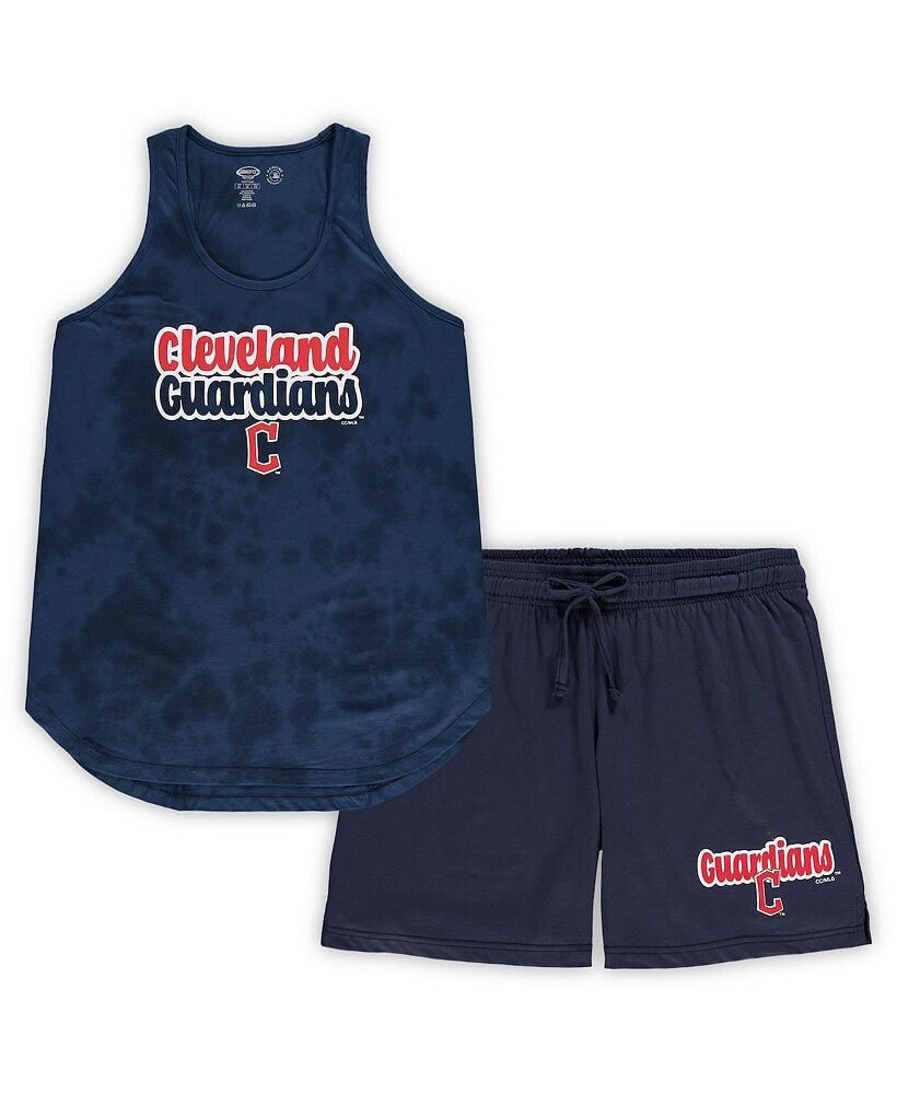 Concepts Sport women's Navy Cleveland Guardians Plus Size Cloud Tank Top and Shorts Sleep Set