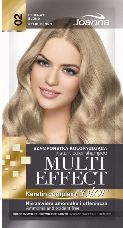 Joanna Multi Effect Instant Color Shampoo 02  Окрашивающий кератиновый шампунь оттенок жемчужный блонд 35 г