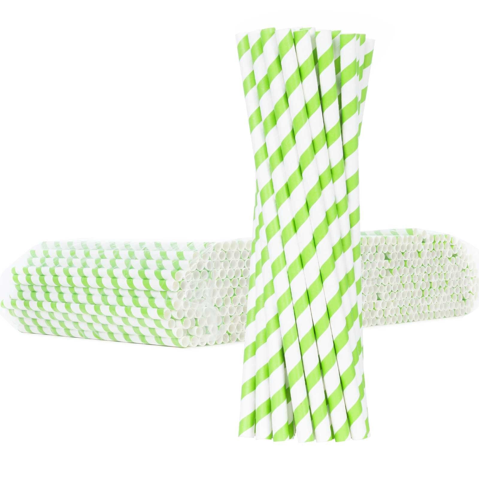 Paper straws BIO ecological PAPER STRAWS 6 / 205mm - white-green 500pcs.