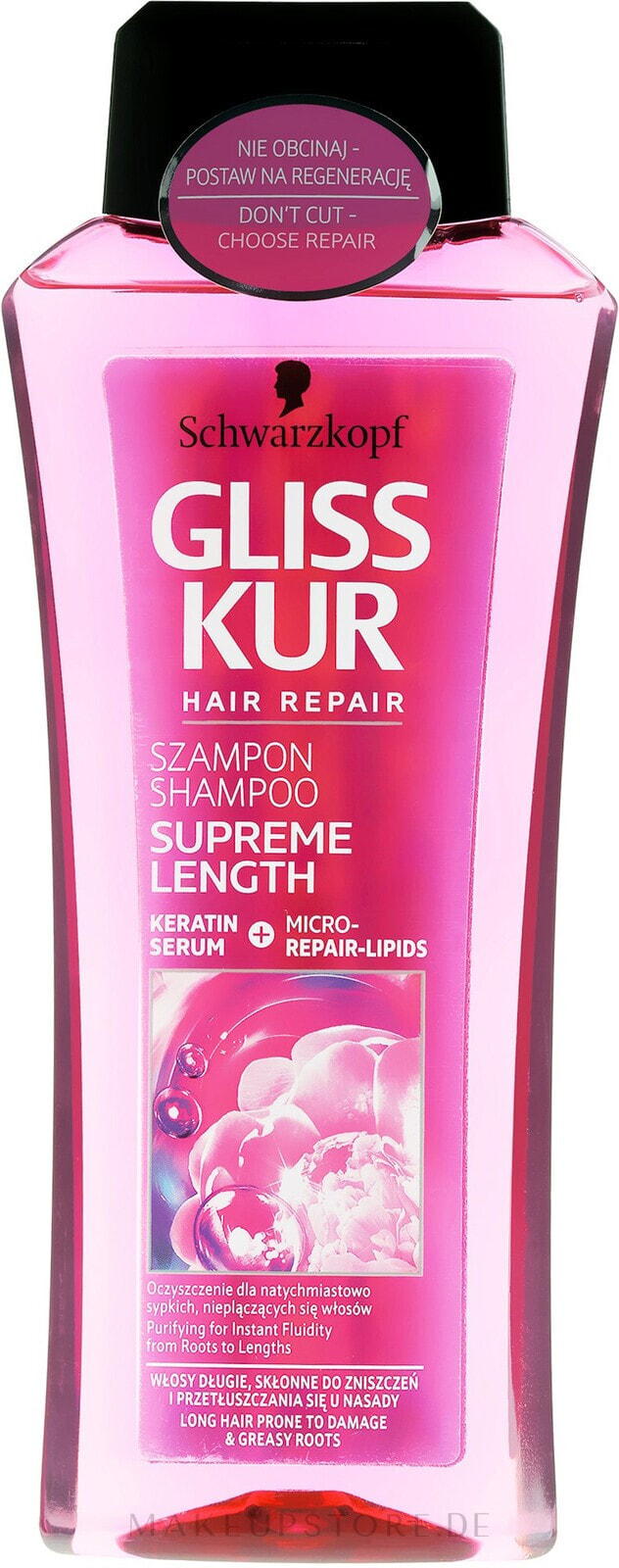 Kräftigendes Shampoo für langes, geschädigtes Haar und fettigen Ansatz - Gliss Kur Supreme Length Shampoo