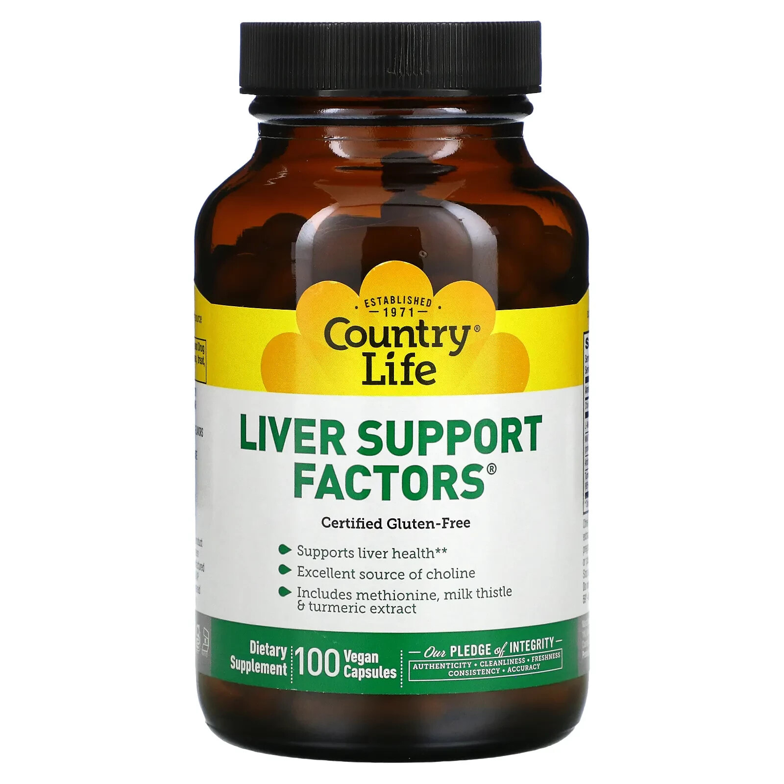 Кантри Лайф, Liver Support Factors, 100 веганских капсул