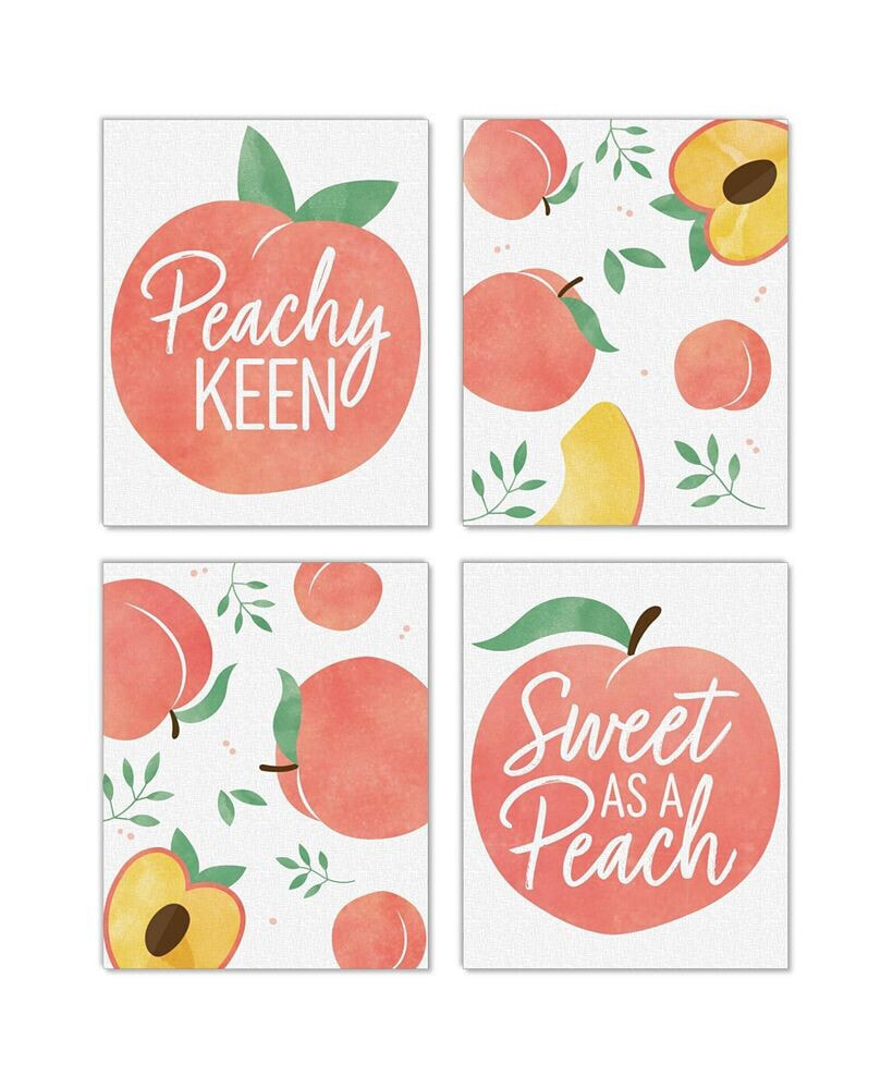 Big Dot of Happiness sweet as a Peach - Fruit Linen Paper Wall Art - Set of 4 - Artisms - 8