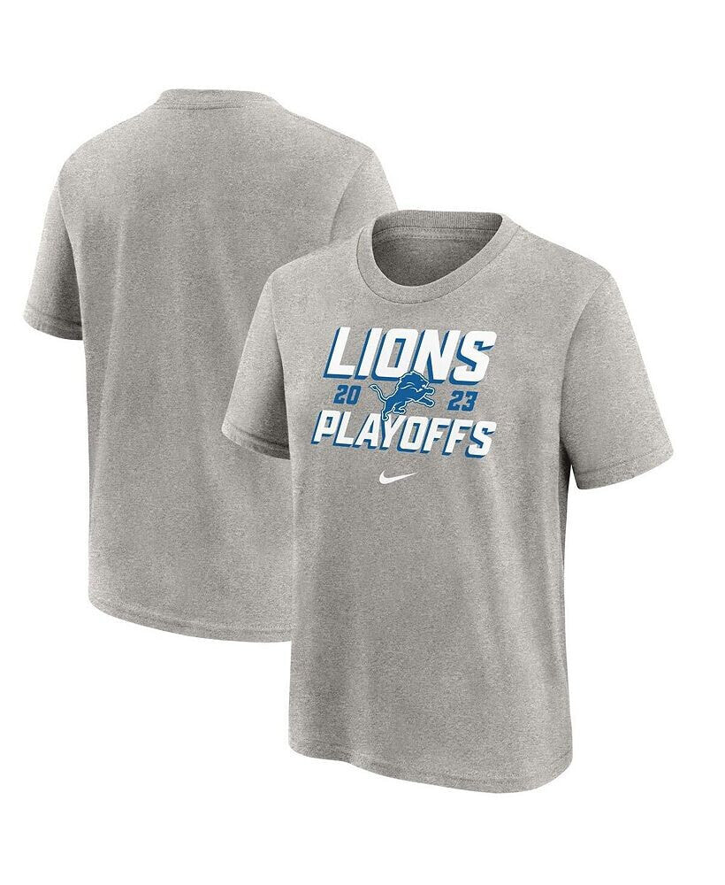 Nike big Boys Heather Gray Detroit Lions 2023 NFL Playoffs Iconic T-shirt