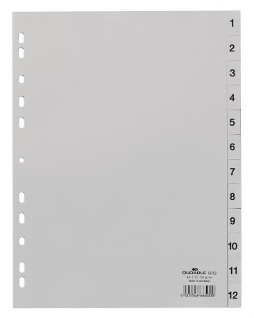 Durable 651210 закладка-разделитель Числовая закладка-разделитель Полипропилен (ПП) Серый