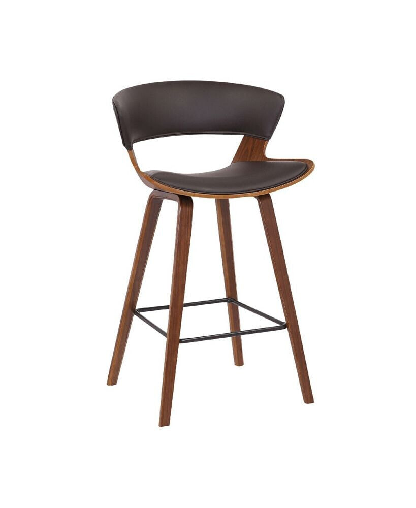 Armen Living jagger Modern Wood and Faux Leather Counter Height Bar Stool