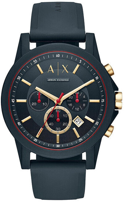 Мужские наручные часы с синим силиконовым ремешком ARMANI EXCHANGE Black Tech Sport Chrono AX1335