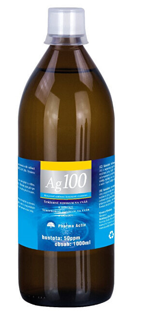 Pharma Activ Ag100 Коллоидное серебро, натуральный очищающий противовоспалительный тоник для проблемной кожи 1000 мл
