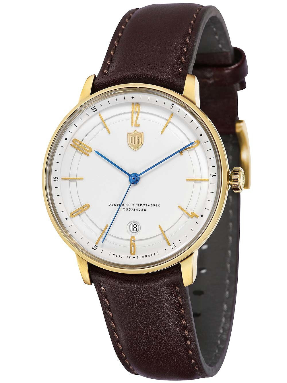 Мужские наручные часы с коричневым кожаным ремешком  Dufa DF-9016-03 Bayer Swiss Made Automatic 40mm 3 ATM