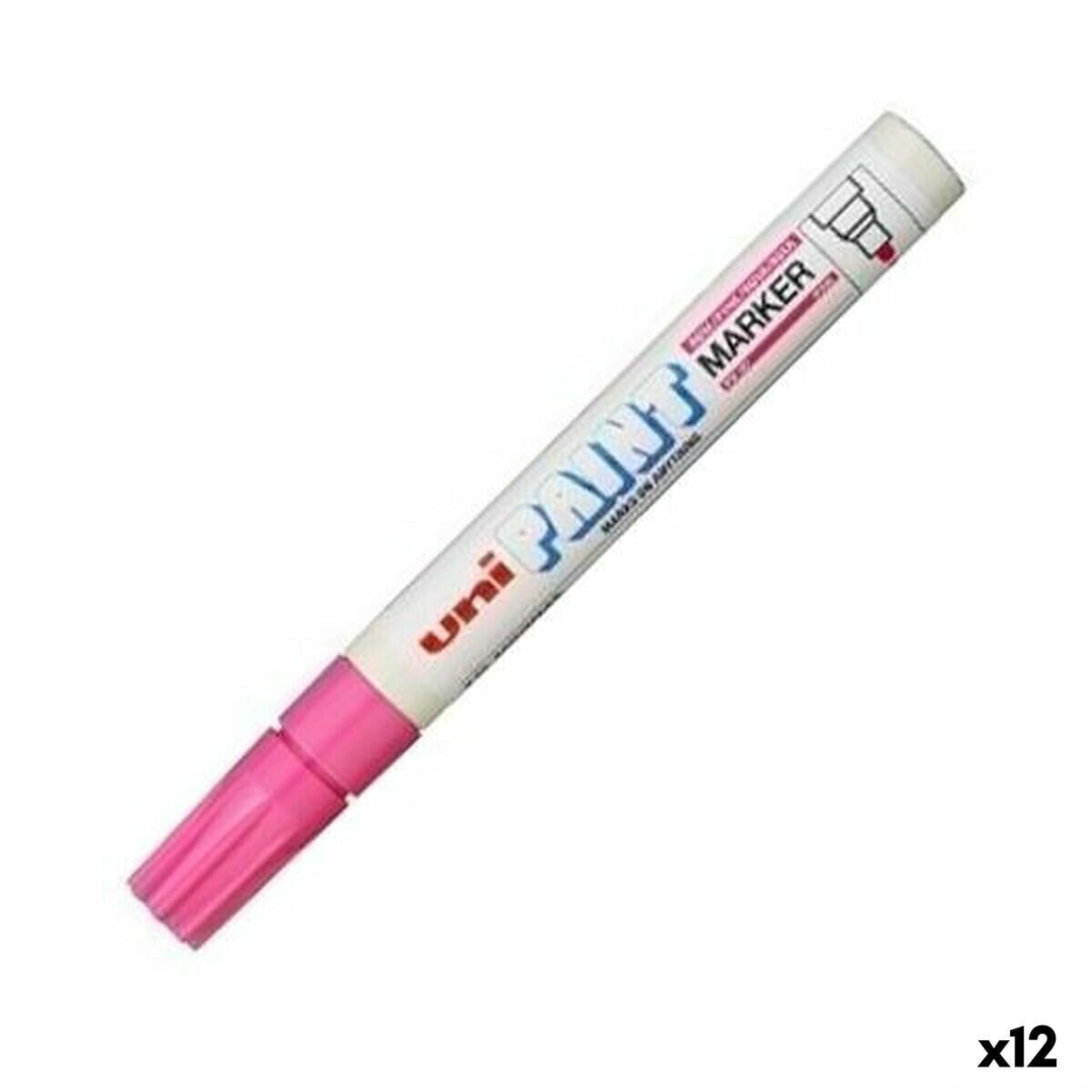 Постоянный маркер Uni-Ball PX-20 Розовый (12 штук)