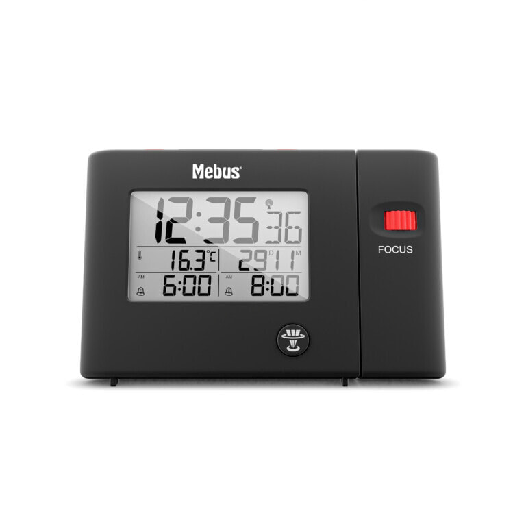 25795 - Digital alarm clock - Rectangle - Black - 12/24h - F - °C - Time