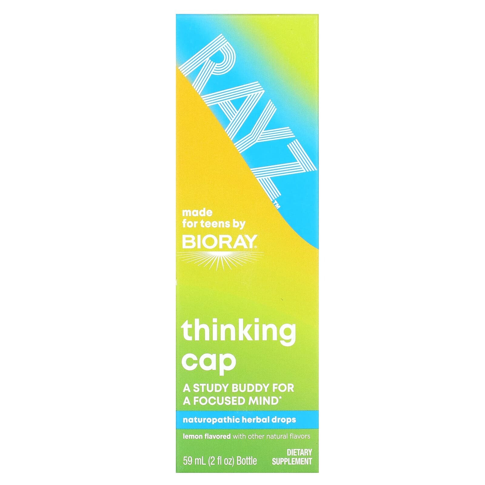 Bioray Inc., Rayz, Thinking Cap, натуропатические травяные капли, лимон, 59 мл (2 жидк. Унции)