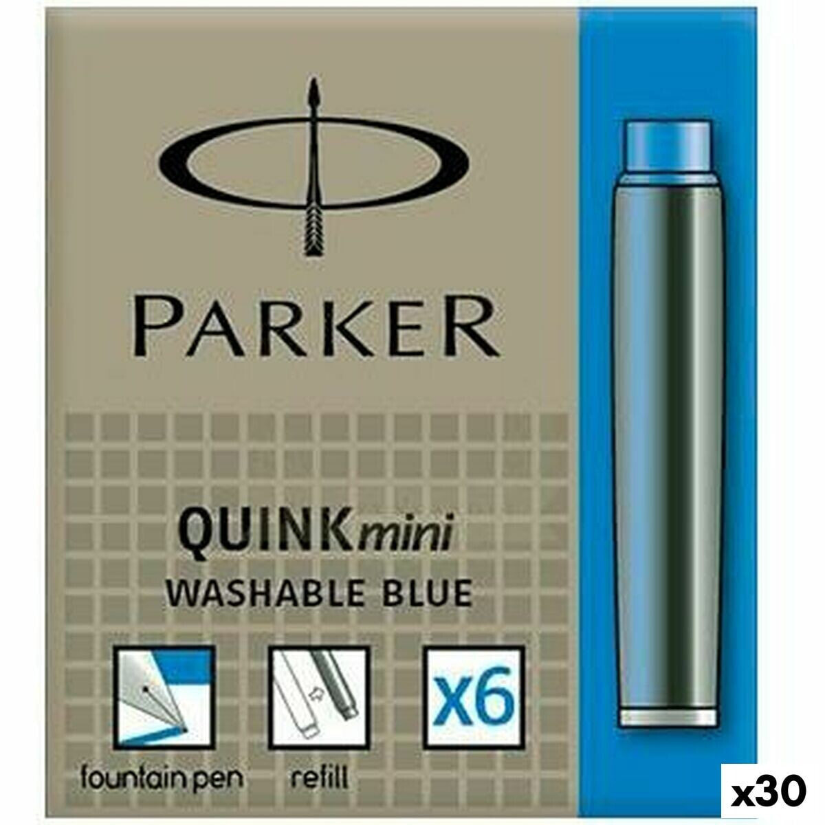 Pen ink refill Parker Quink Mini 6 Pieces Blue (30 Units)