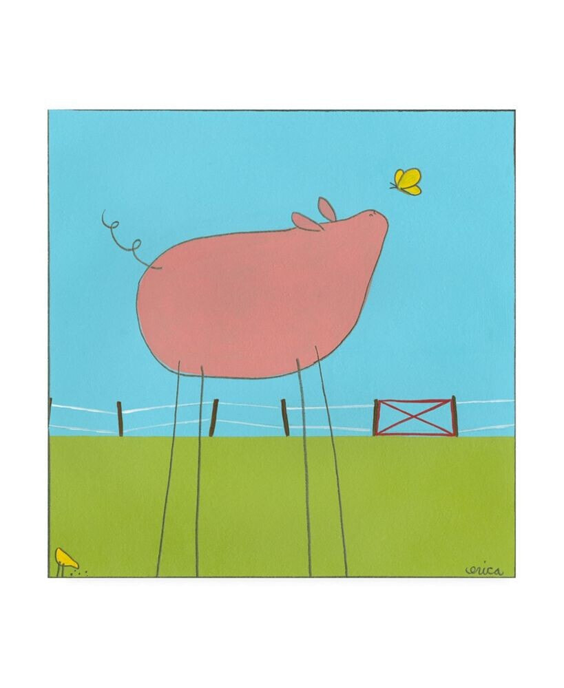 Trademark Global june Erica Vess Stick leg Pig I Childrens Art Canvas Art - 36.5