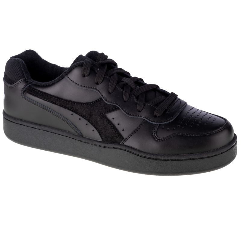 Мужские кроссовки повседневные черные  кожаные низкие демисезонные Diadora Mi Basket Low M 501-176733-01-80013 shoes