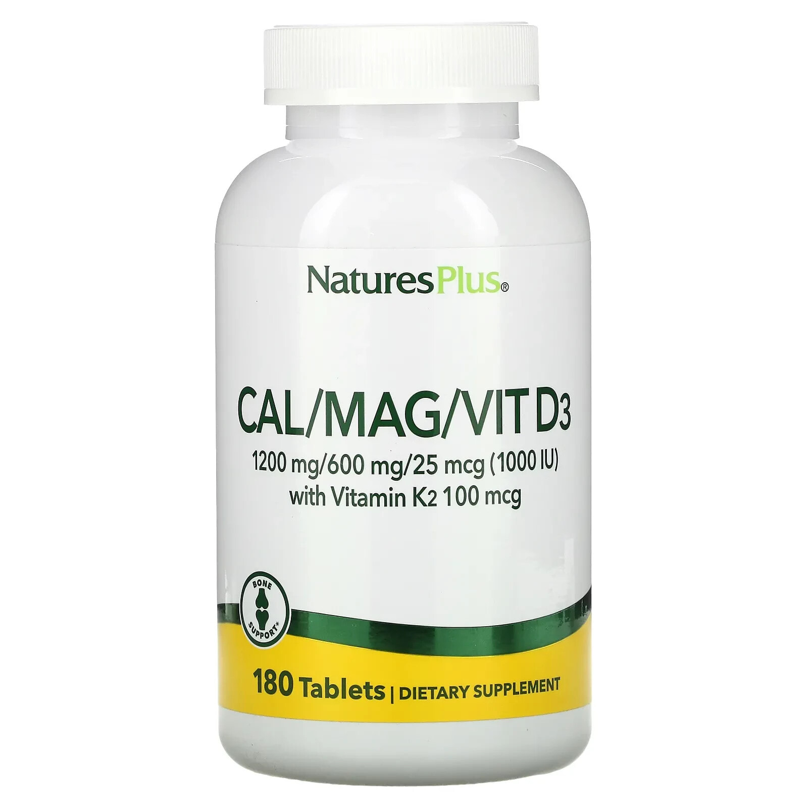 NaturesPlus, Cal / Mag / Vit D3 с витамином K2`` 90 таблеток