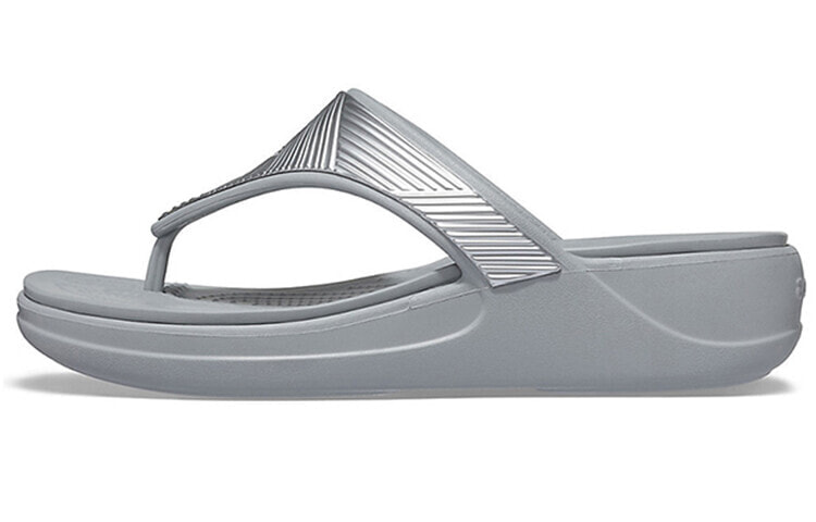 Crocs Monterey Metallic 简约休闲蒙特利金属坡跟拖鞋 女款 银灰 / Сланцы Crocs Monterey Metallic 206850-040