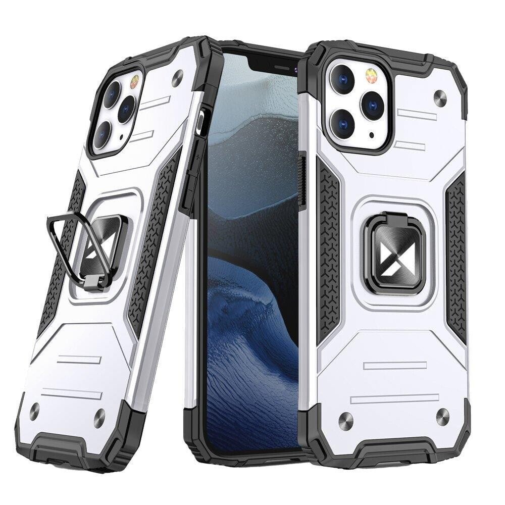 Pancerne etui pokrowiec + magnetyczny uchwyt iPhone 13 mini Ring Armor srebrny