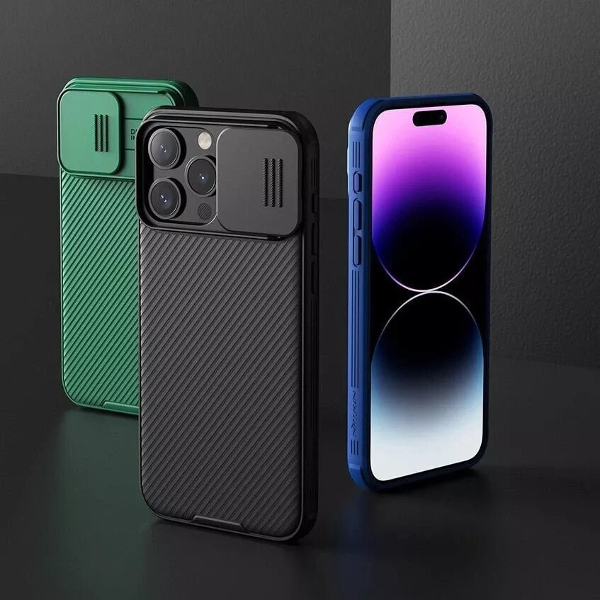 Nillkin Pancerne etui Nillkin CamShield Pro Magnetic Case do iPhone 15 z osłoną na aparat - niebieskie