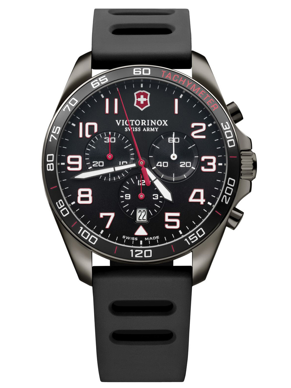 Мужские наручные часы с черным силиконовым ремешком  Victorinox 241889 Field Force Sport chrono 41mm 10ATM