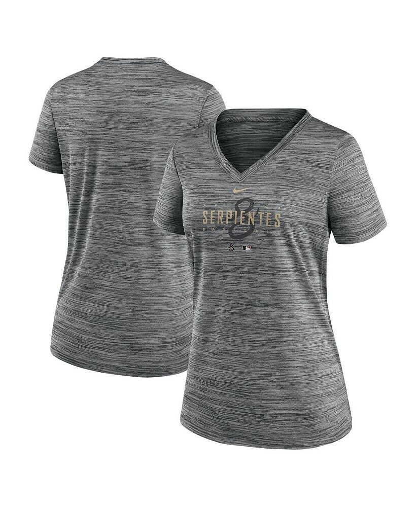 Nike women's Gray Arizona Diamondbacks City Connect Velocity Practice Performance V-Neck T-shirt