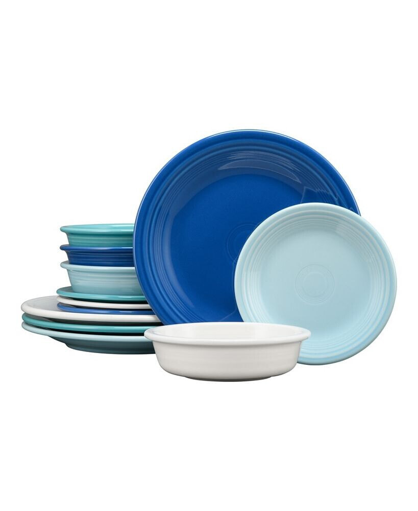 Fiesta mixed Coastal Blues Classic 12 Pc. Dinnerware Set, Service for 4