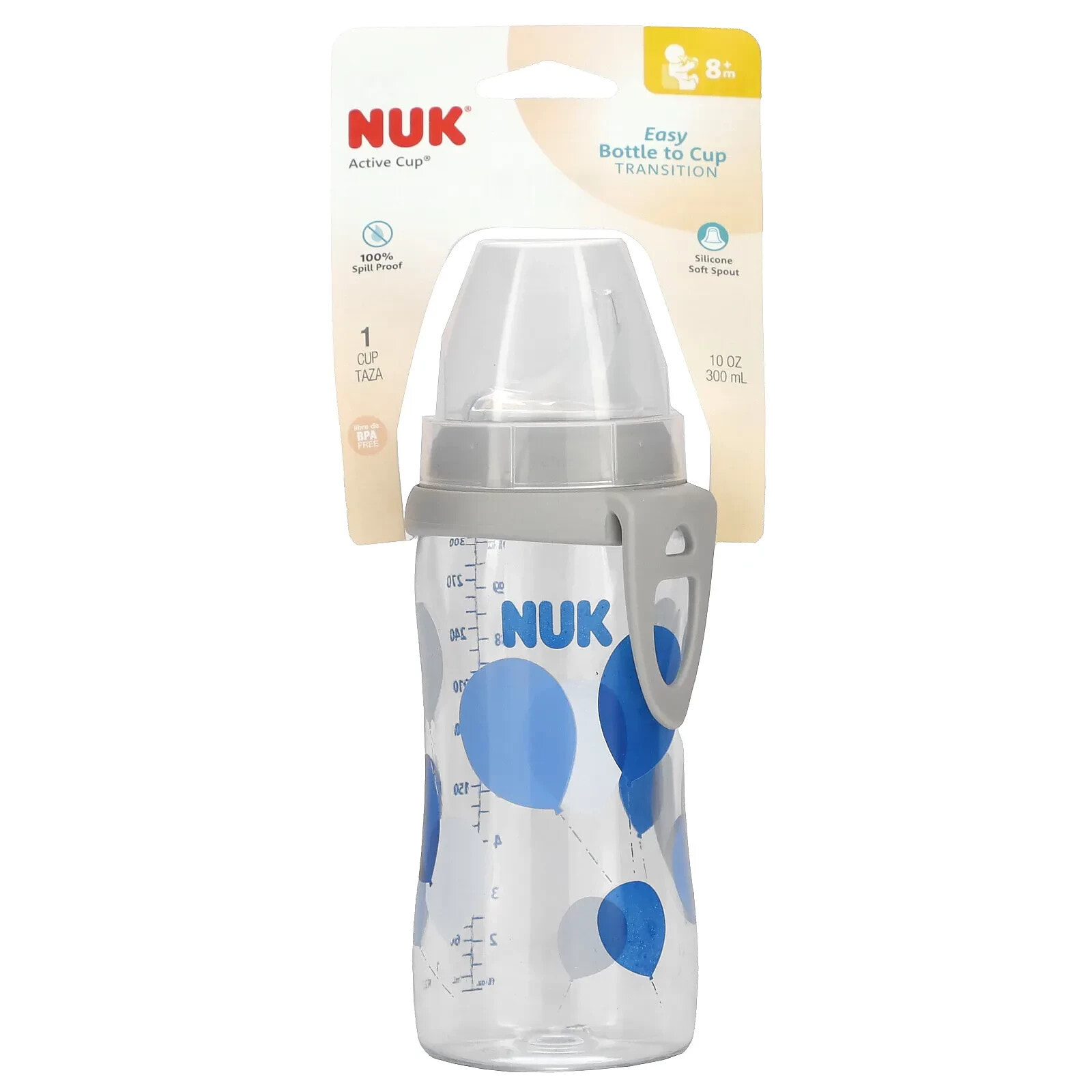 NUK, Active Cup, для детей от 8 месяцев, в виде шариков / синий, 300 мл (10 унций)