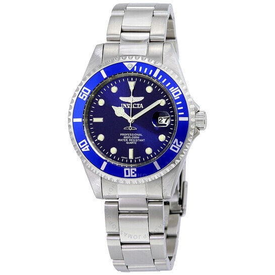 Мужские наручные часы с серебряным браслетом Invicta Mako Pro Diver Blue Dial Mens Stainless Steel Watch 9204OB