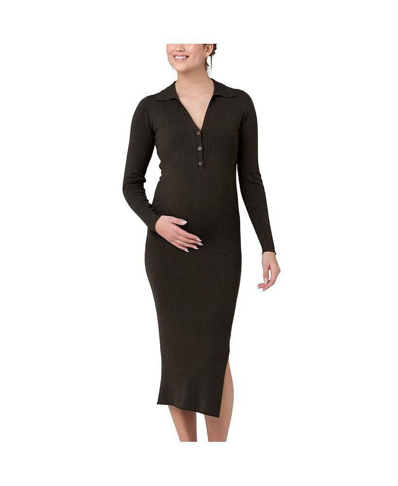 Ripe Maternity sammy Knit Polo Nursing Dress Ivy