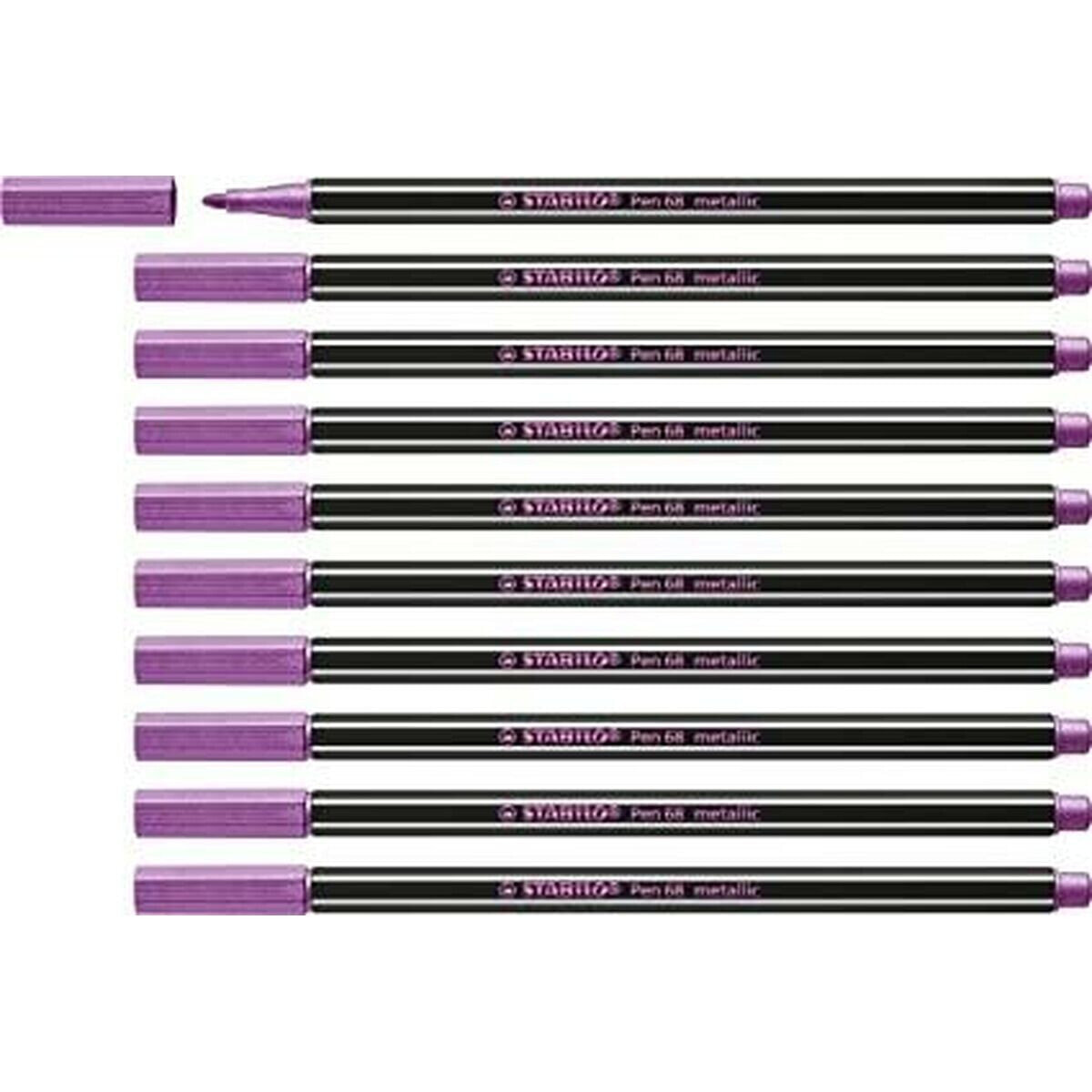 STABILO Pen 68 metallic фломастер Средний Розовый металлик 1 шт 68/856
