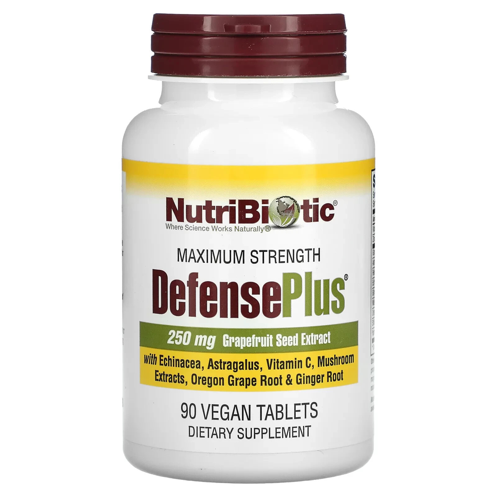 NutriBiotic, DefensePlus, максимальная сила, 45 веганских таблеток