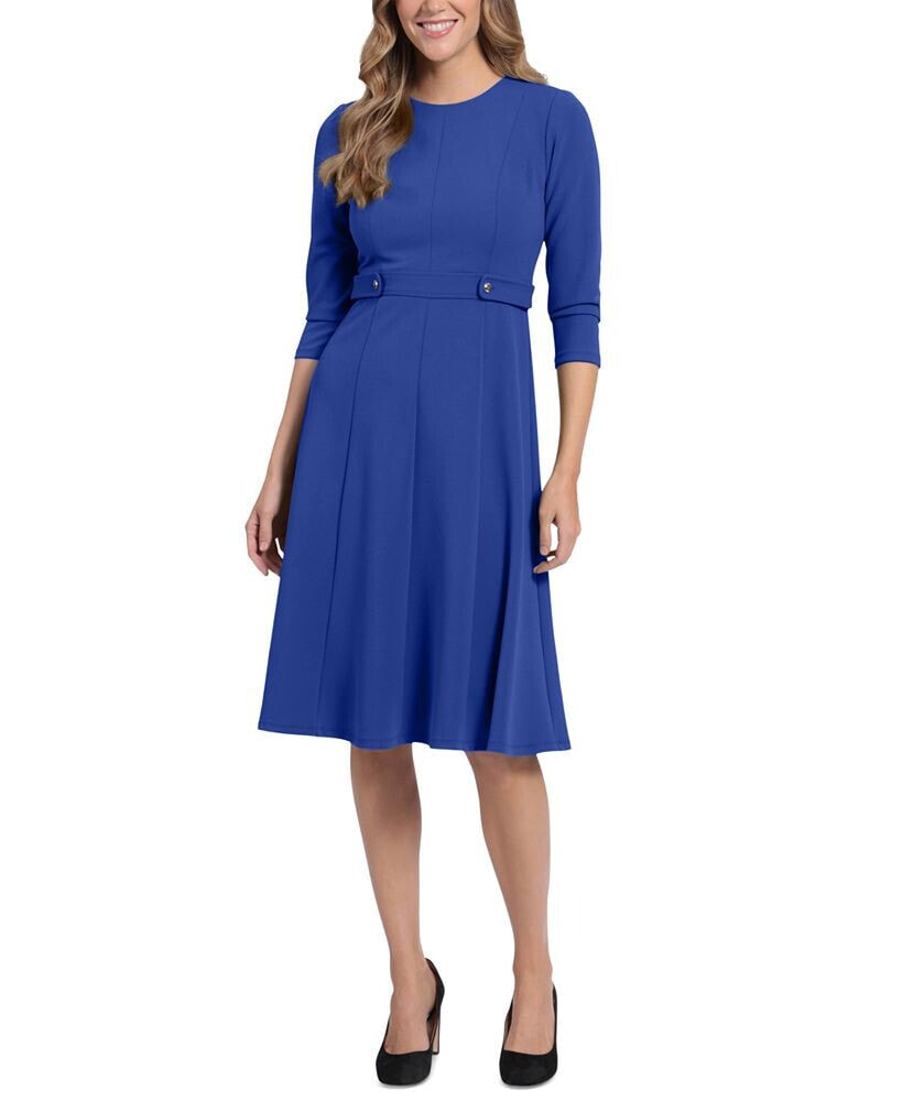 London Times women's Tab-Waist Fit & Flare Dress