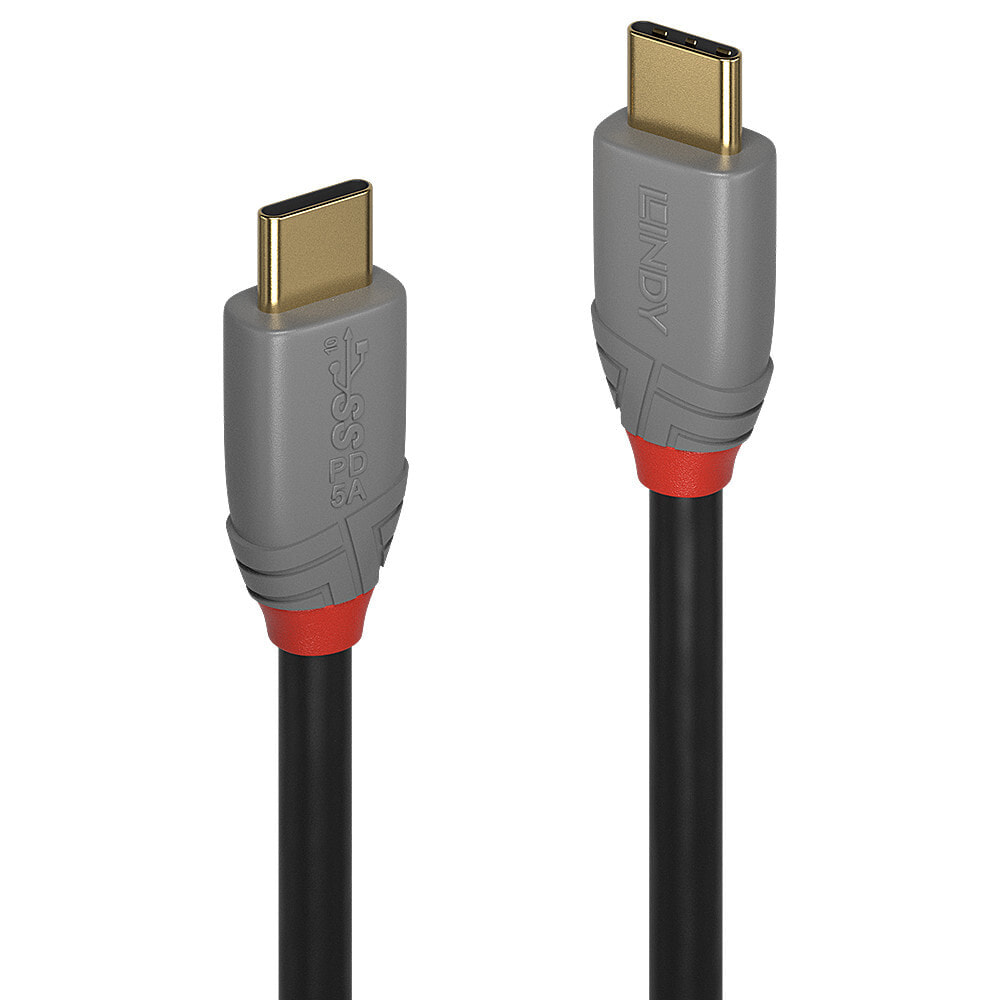 Lindy 36901 USB кабель 1 m USB C Черный, Серый