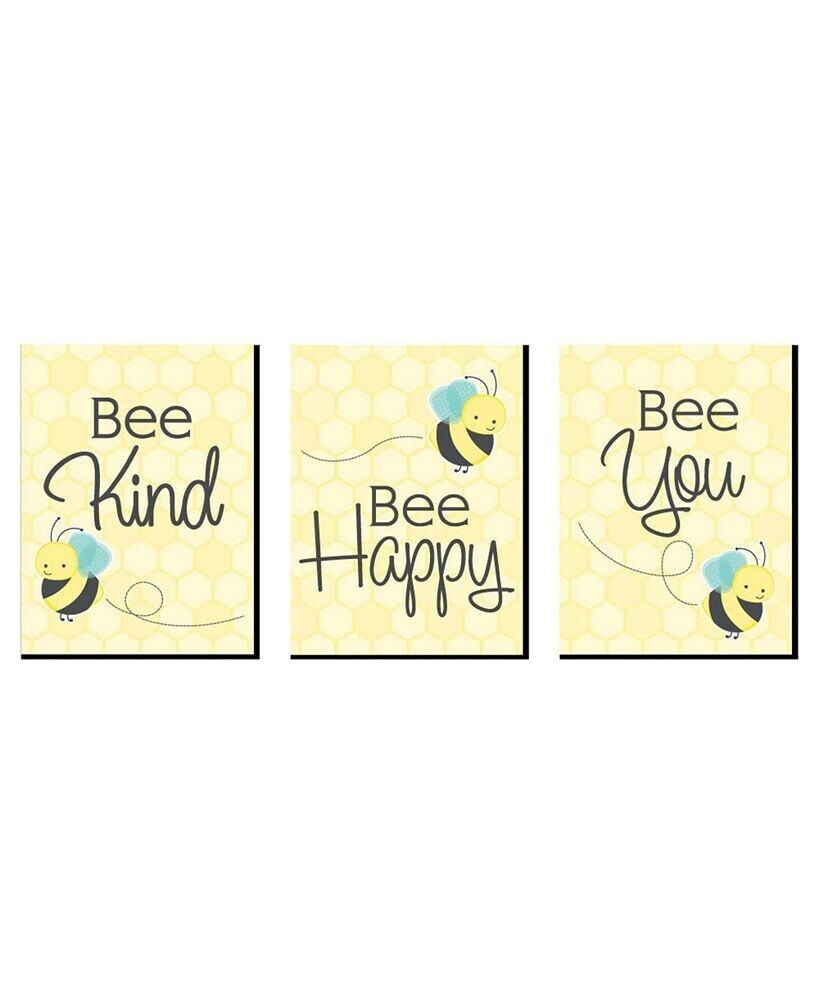 Big Dot of Happiness honey Bee - Wall Art Room Decor - Gift Ideas - 7.5 x 10 inches - Set of 3 Prints