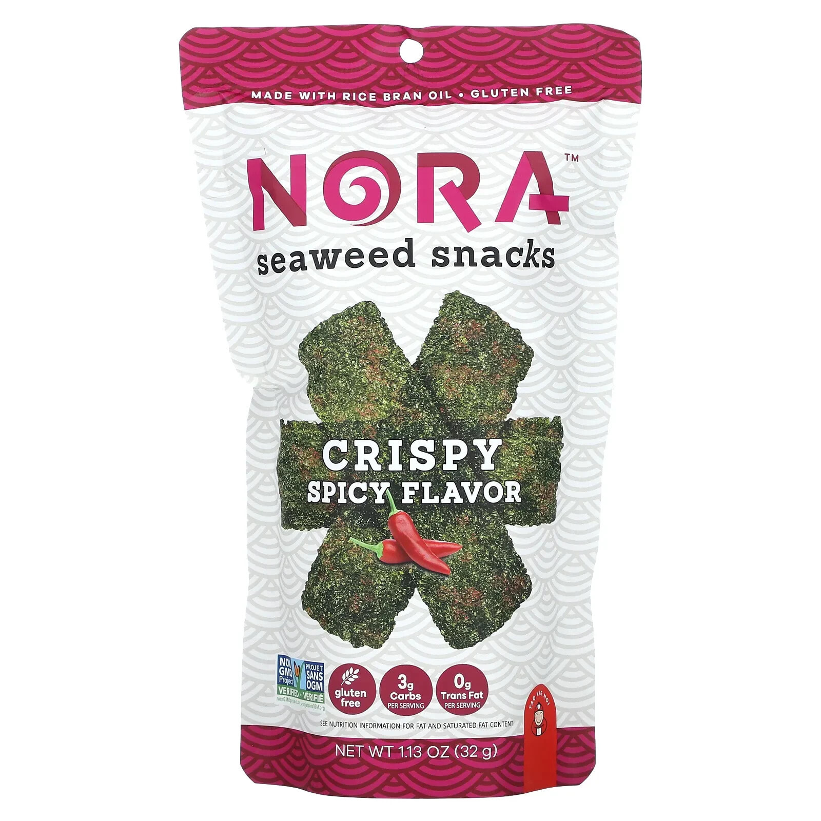 Nora Snacks, Снеки из морских водорослей, оригинальный хрустящий, 32 г (1,13 унции)