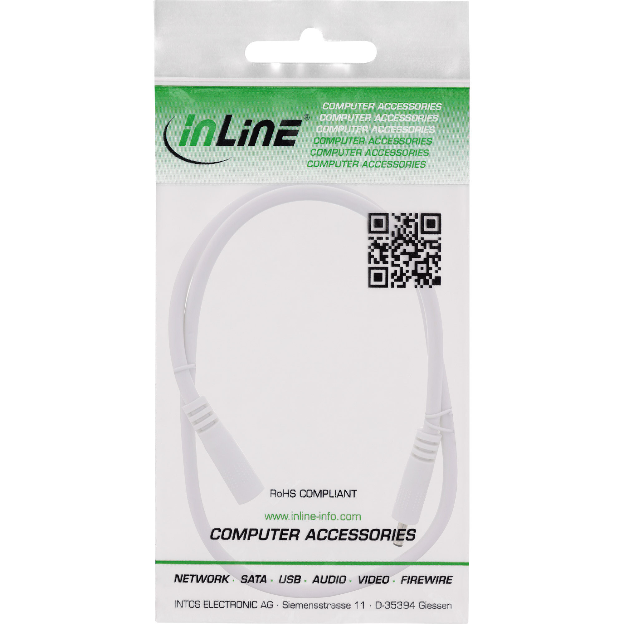 InLine DC extension cable - DC male/female 3.5x1.35mm - AWG 18 - white 2m - 2 m - 3.5 x 1.35 mm - 3.5 x 1.35 mm - 12 V - 11.6 A