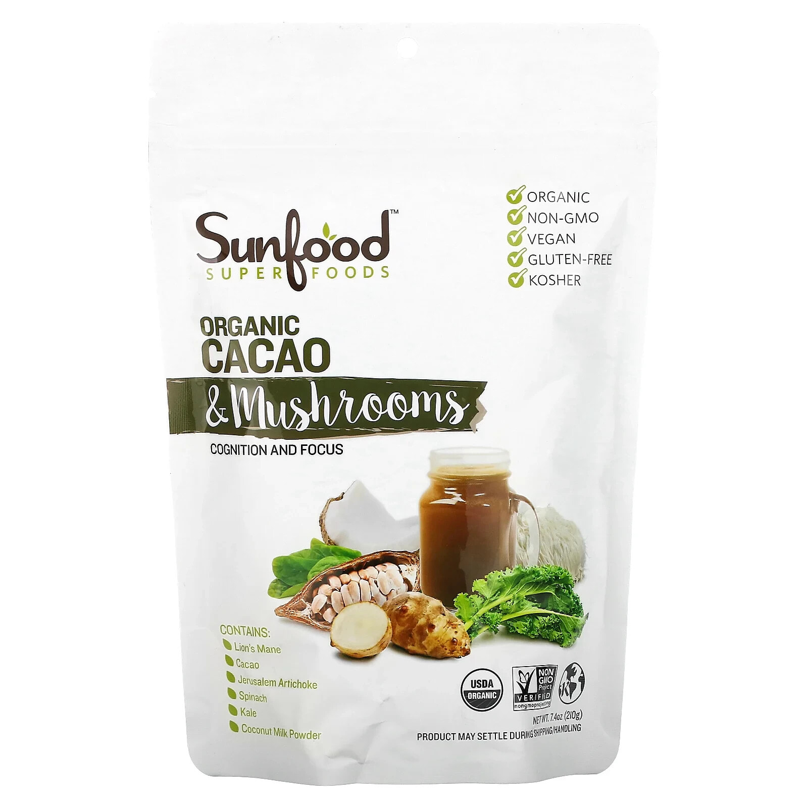 Sunfood, Органический какао-порошок, 454 г (1 фунт)