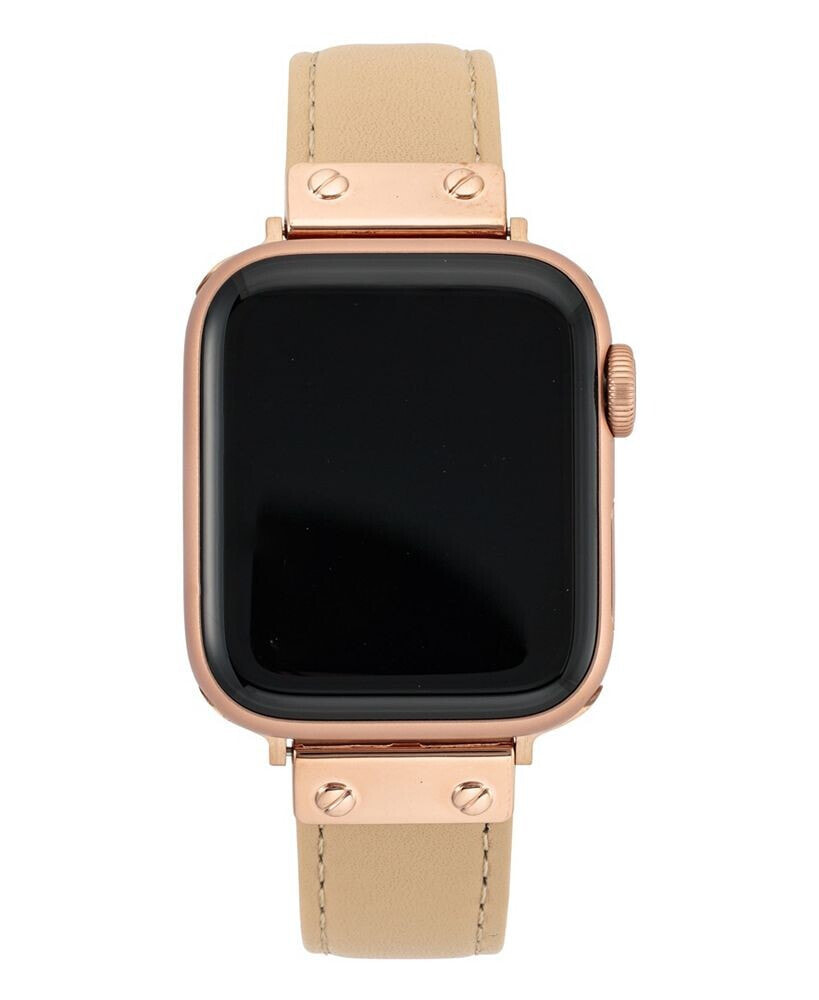 Anne Klein women's Blush Genuine Leather Band Compatible with 38/40/41mm Apple Watch