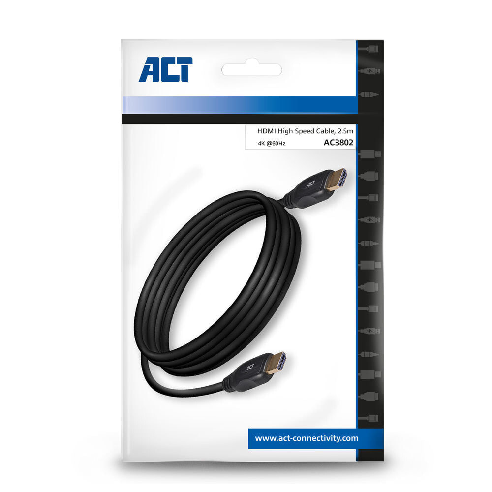ACT AC3802 HDMI кабель 2,5 m HDMI Тип A (Стандарт) Черный