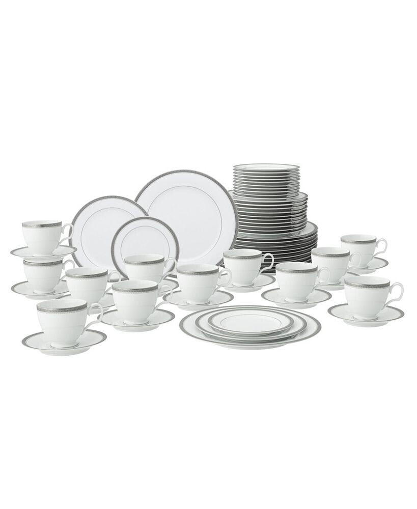 Noritake charlotta Platinum 60 Piece Dinnerware Set, Service for 12