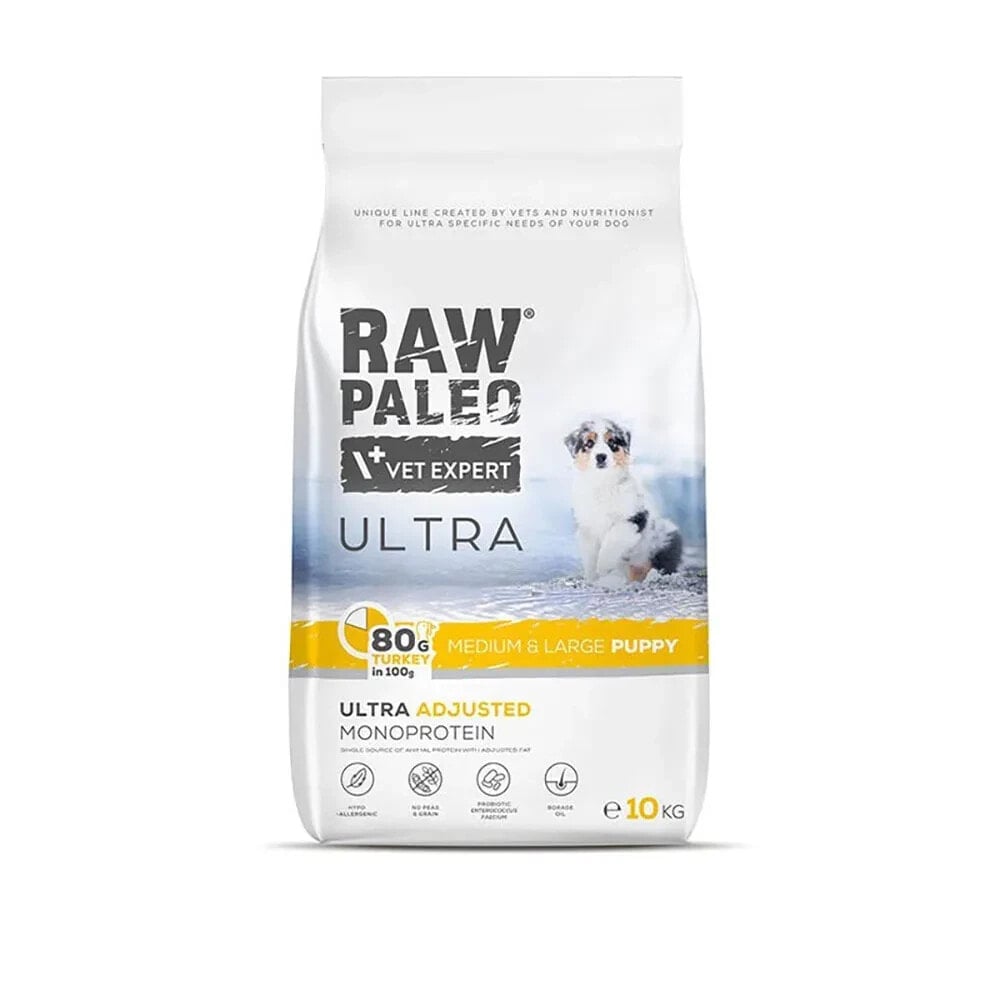 VET EXPERT Raw Paleo Ultramedium&Large Puppy Turkey dog food 10kg