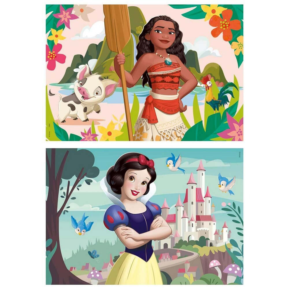 EDUCA 2x50 Pieces Disney Princess Vaiana+Snow White Puzzle