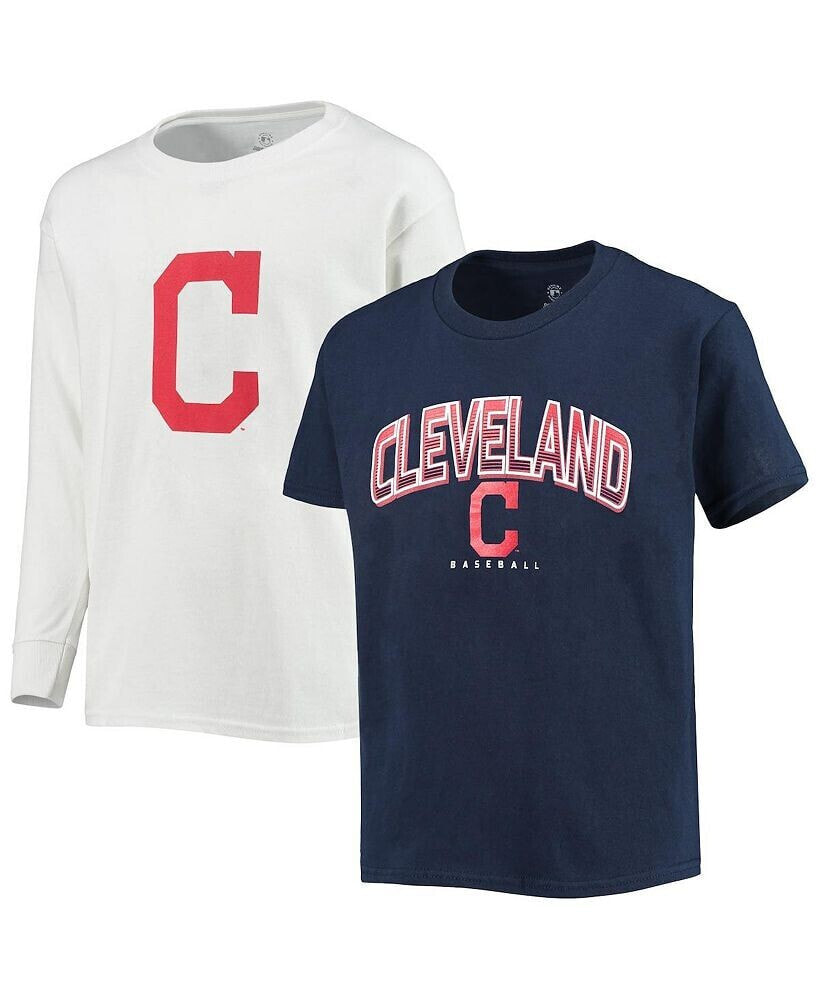 Stitches big Boys Navy, White Cleveland Guardians Team T-shirt Combo Set