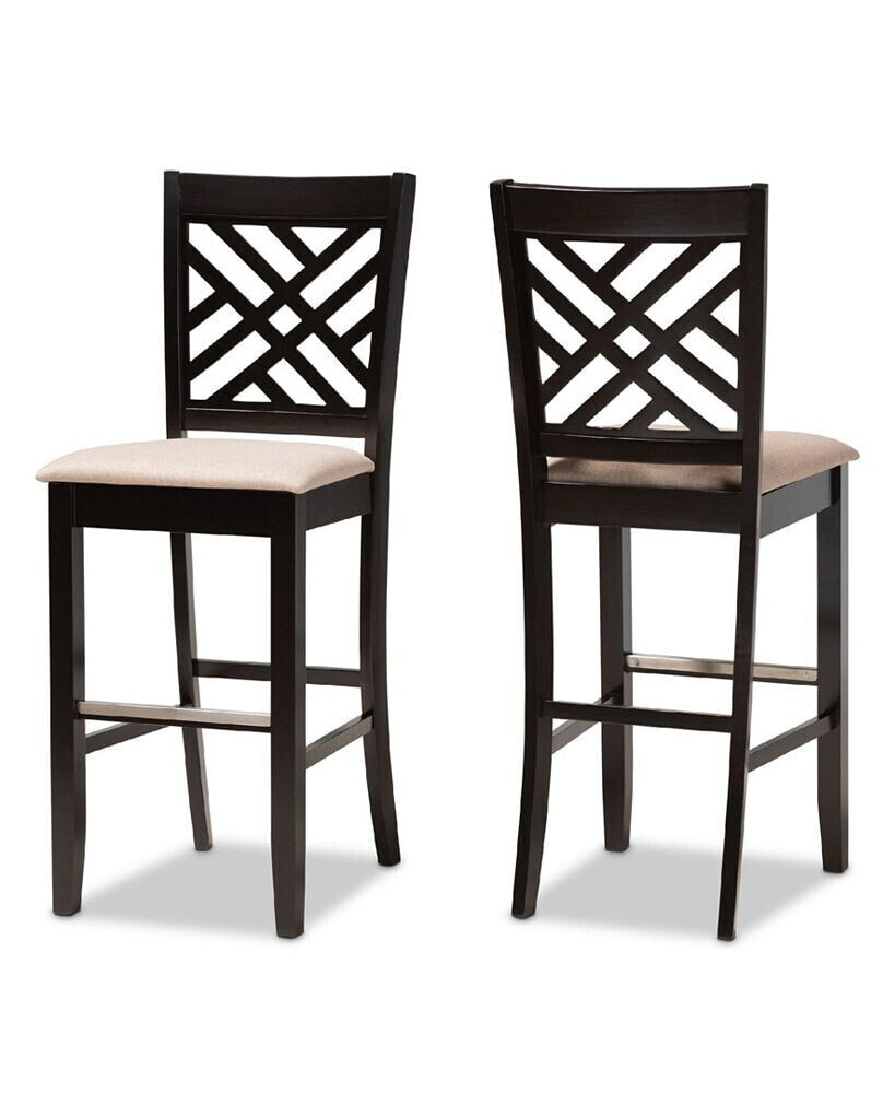 Baxton Studio jason Modern and Contemporary Fabric Upholstered 2 Piece Bar Stool Set