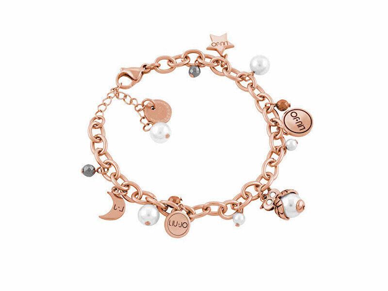 Женский браслет Liu Jo Pink gilded steel bracelet with beads Tropical Dream LJ1633