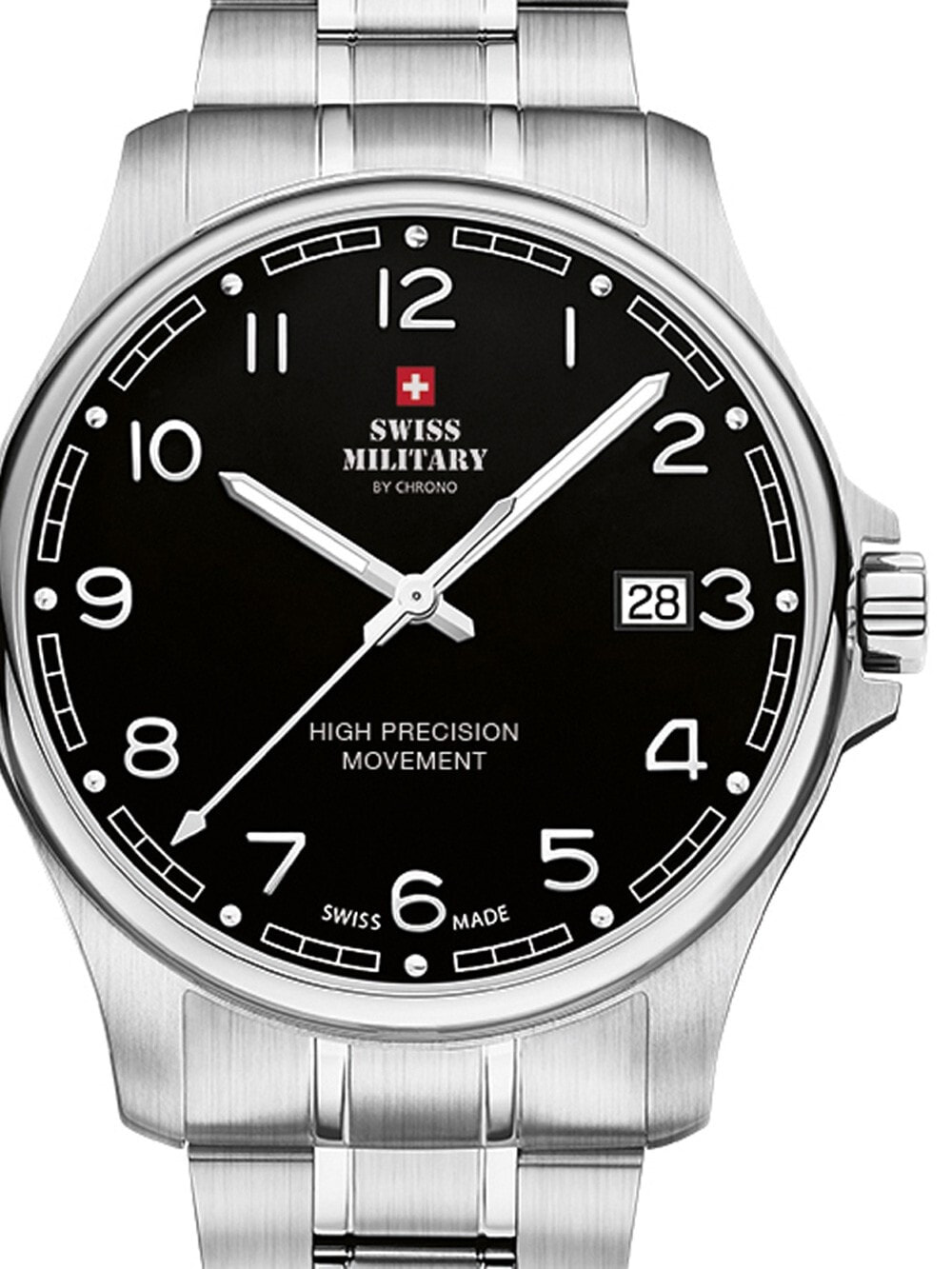 Мужские наручные часы с серебряным браслетом Swiss Military SM30200.16 Mens 39mm 5ATM