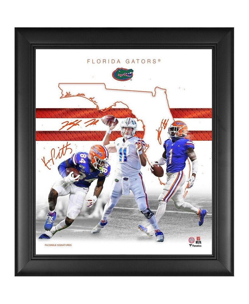 Fanatics Authentic kyle Pitts Kyle Trask & Kadarius Toney Florida Gators Facsimile Signatures Framed 15'' x 17'' 2021 Franchise Foundations Collage